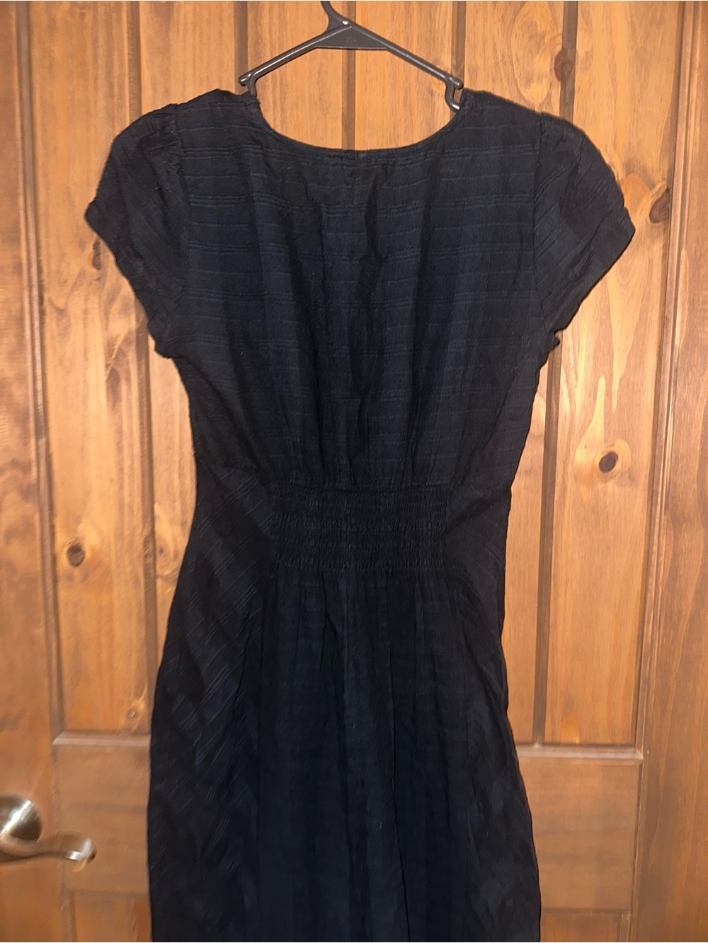 Free People Navy Button-Front V-Neck Midi Dress - Picture 8 of 9